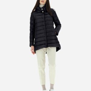 Herno Amelia A-line Quilted Down Jacket with Eco-Fur Female Black Size 44